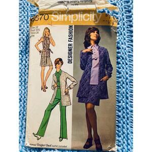 Simplicity 8870 pant suit blazer pattern 1960s Size 10